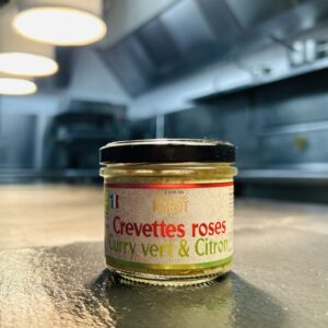 Crevettes roses curry vert et citron
